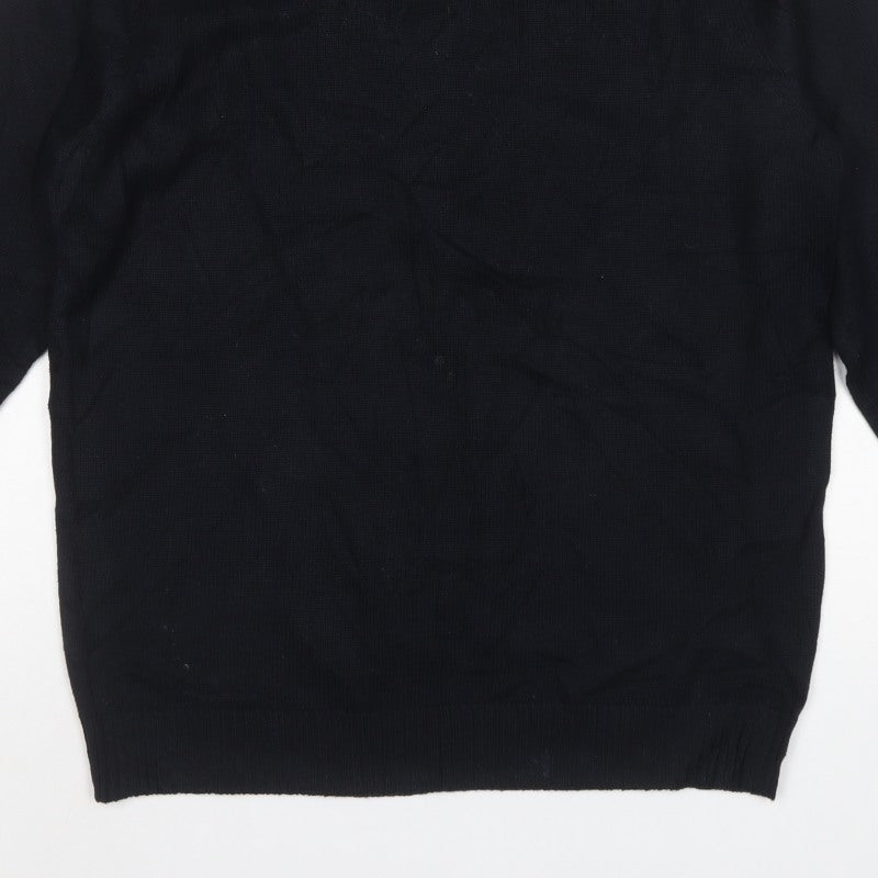 Maine New England Men’s Black V-Neck Cotton Pullover Jumper Medium