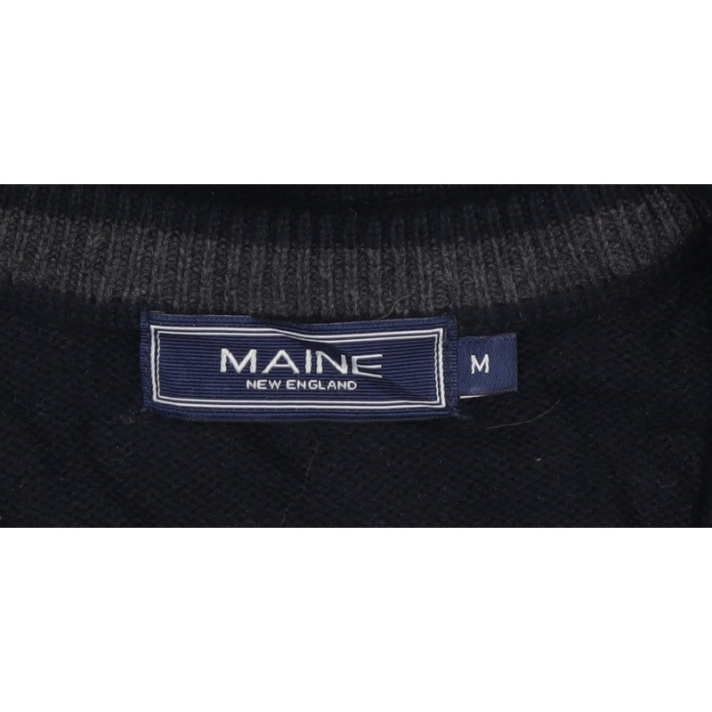 Maine New England Men’s Black V-Neck Cotton Pullover Jumper Medium