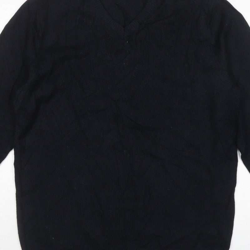 Maine New England Men’s Black V-Neck Cotton Pullover Jumper Medium