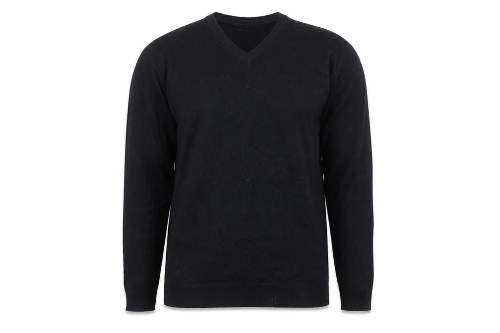 Maine New England Men’s Black V-Neck Cotton Pullover Jumper Medium