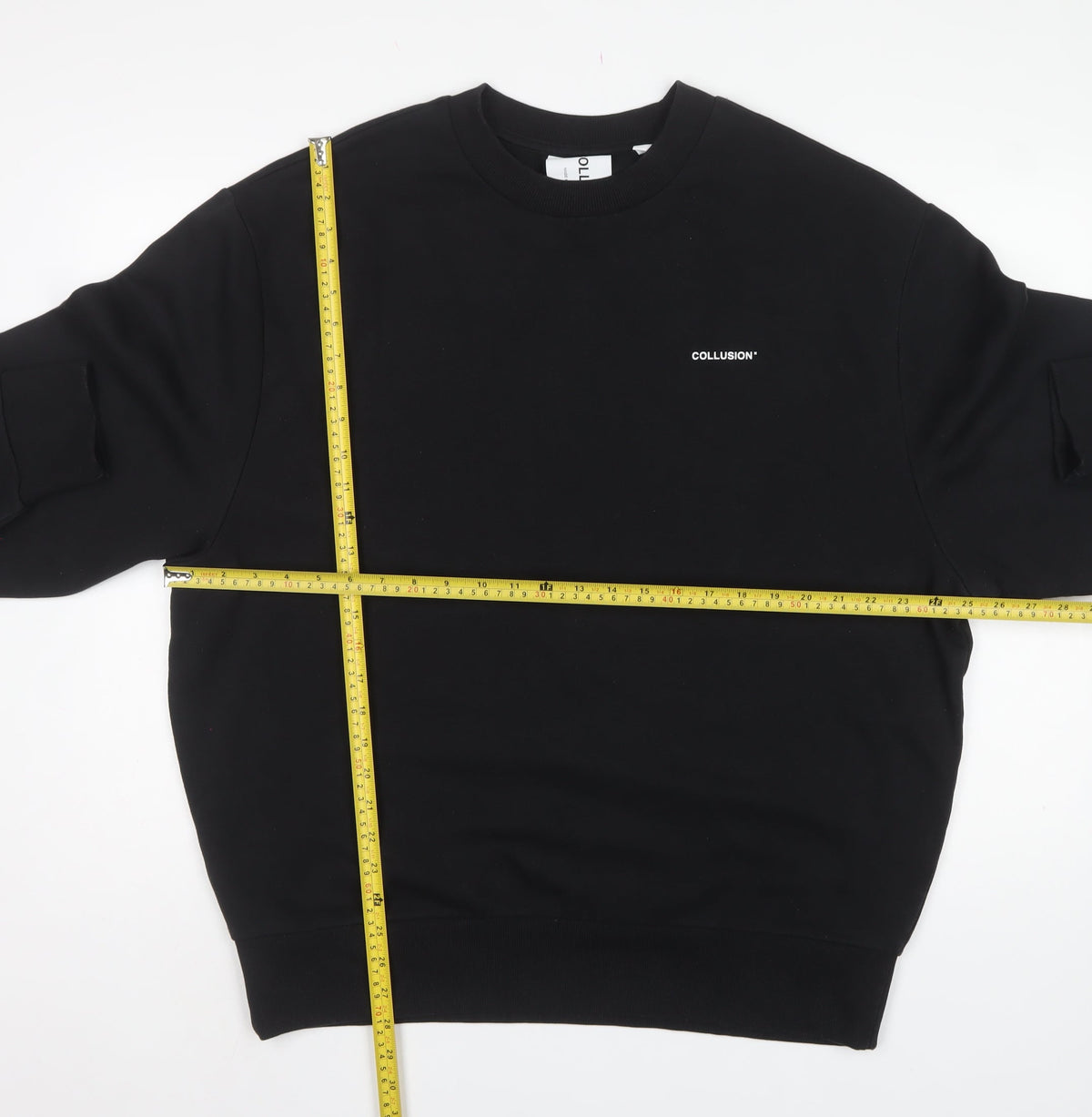 COLLUSION Men’s Black L Logo Crew Neck Pullover Sweatshirt