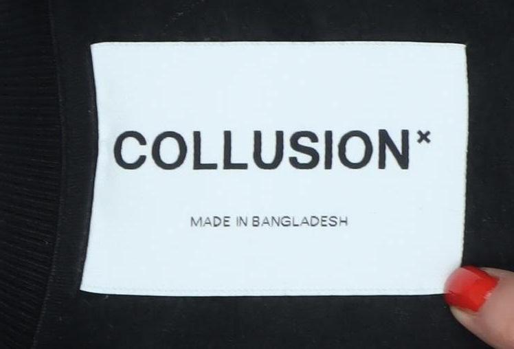 COLLUSION Men’s Black L Logo Crew Neck Pullover Sweatshirt