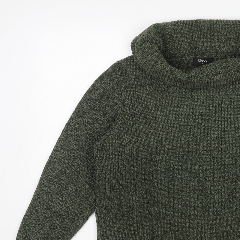 Klass Women’s Green XL Chunky Knit Cowl Neck Pullover Jumper