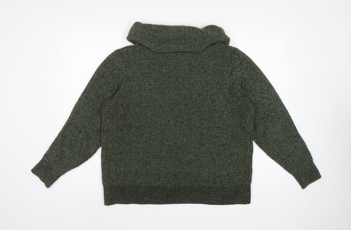 Klass Women’s Green XL Chunky Knit Cowl Neck Pullover Jumper