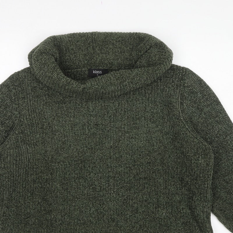 Klass Women’s Green XL Chunky Knit Cowl Neck Pullover Jumper