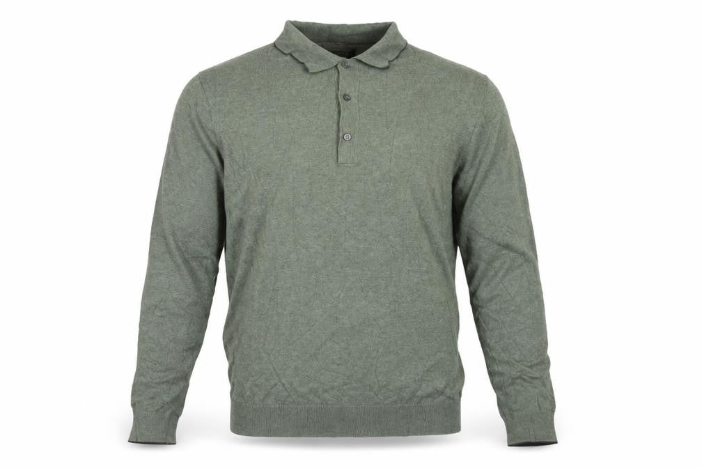 Marks and Spencer Men Green S Cotton Rich Collared Henley Jumper