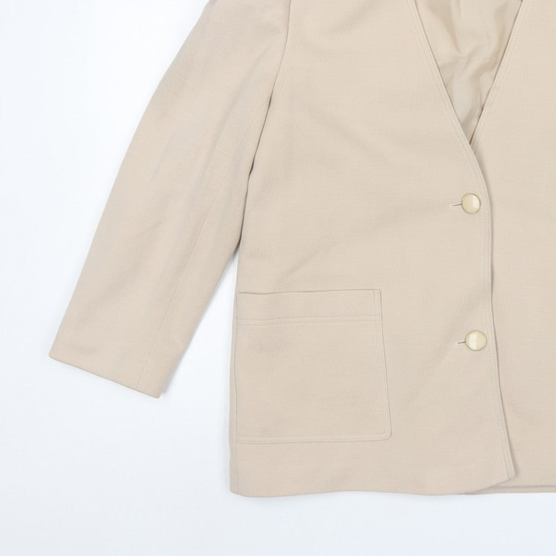 Karpelle Women Beige UK 16 Wool Blend Lined 2 Button Blazer Jacket