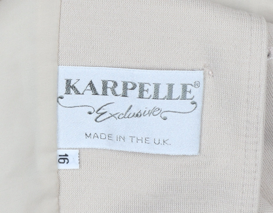 Karpelle Women Beige UK 16 Wool Blend Lined 2 Button Blazer Jacket