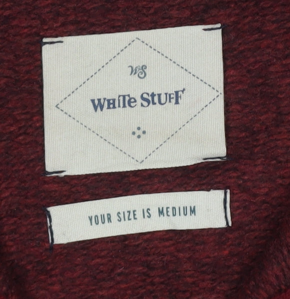 White Stuff Men's Red M Lambswool 1/4 Zip High Neck Jumper
