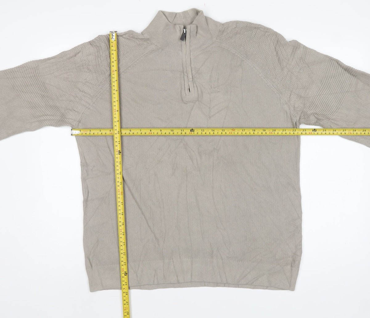 Next Men’s Beige M 1/4 Zip High Neck Cotton Knit Jumper