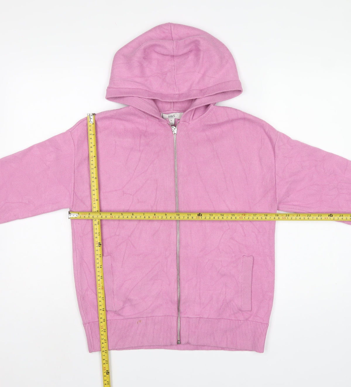 Marks & Spencer Teens Pink M Hooded Full Zip Knit Cardigan