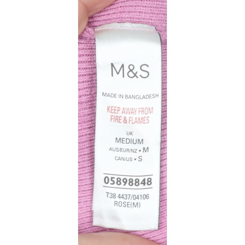 Marks & Spencer Teens Pink M Hooded Full Zip Knit Cardigan