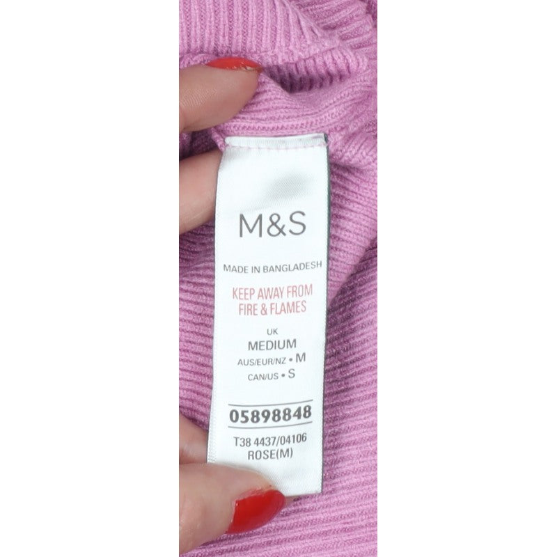 Marks & Spencer Teens Pink M Hooded Full Zip Knit Cardigan