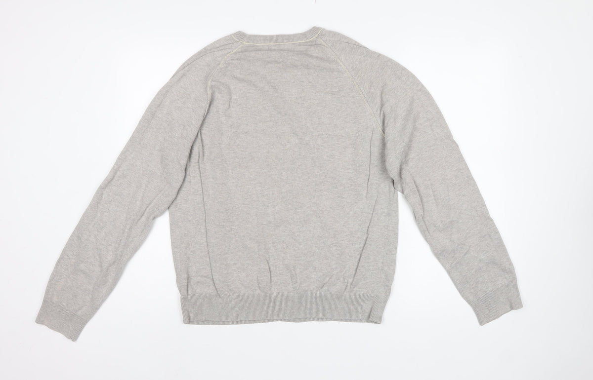 Soul Cal. Men’s Grey Large Crew Neck Cotton Pullover Jumper