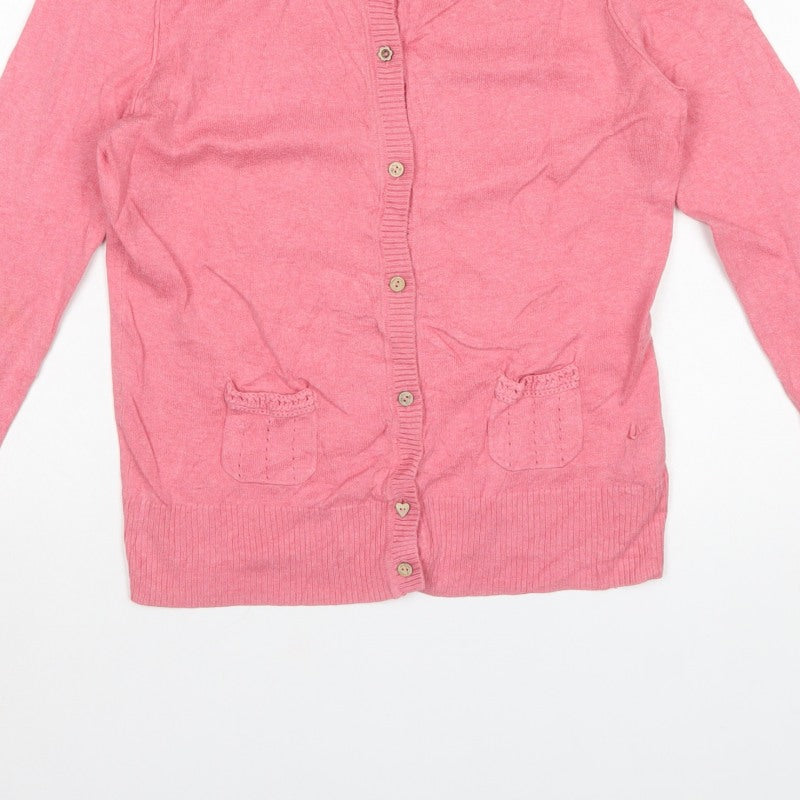 Mantaray Women’s Pink Size 14 Button Crochet Pocket Cardigan