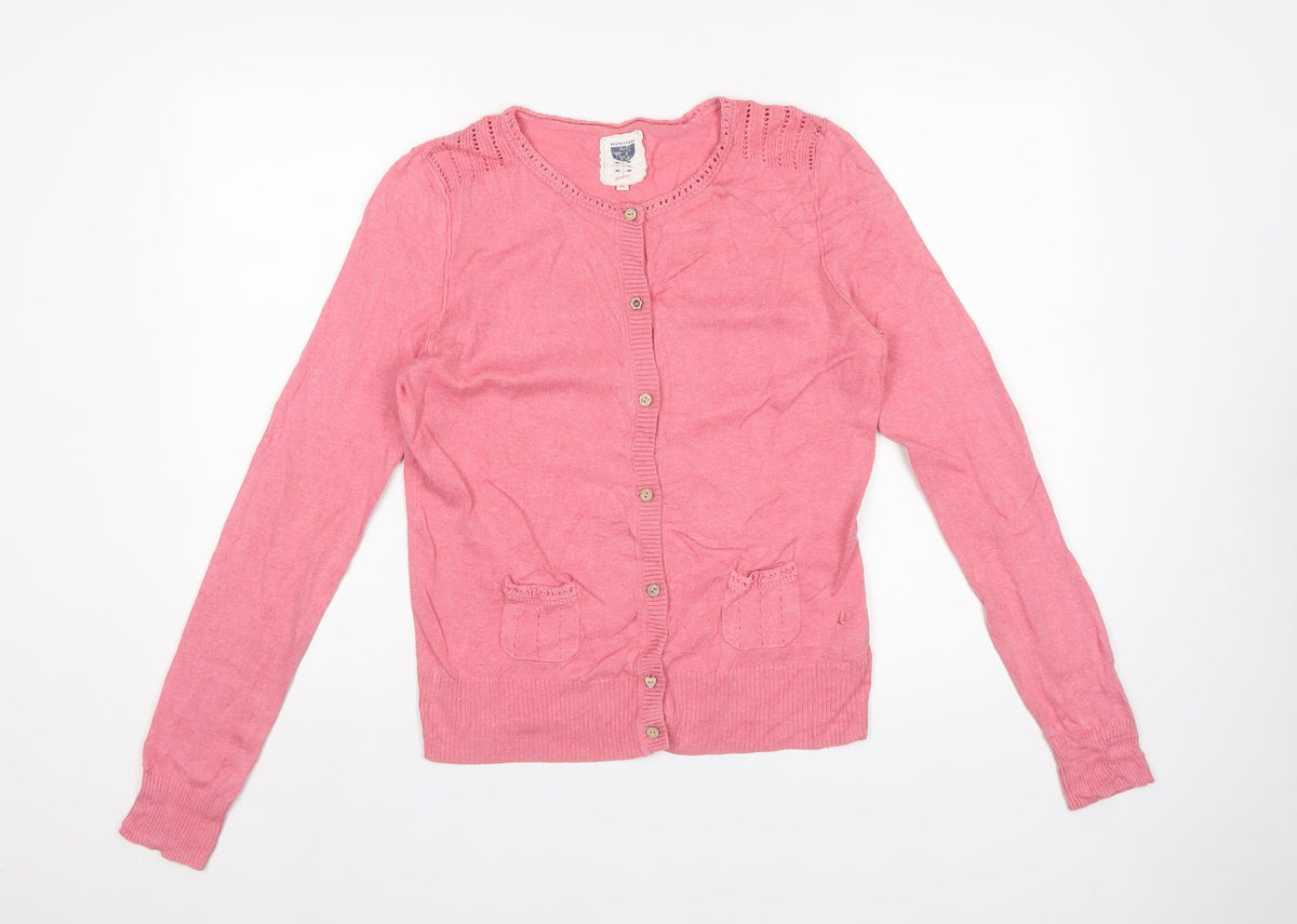 Mantaray Women’s Pink Size 14 Button Crochet Pocket Cardigan
