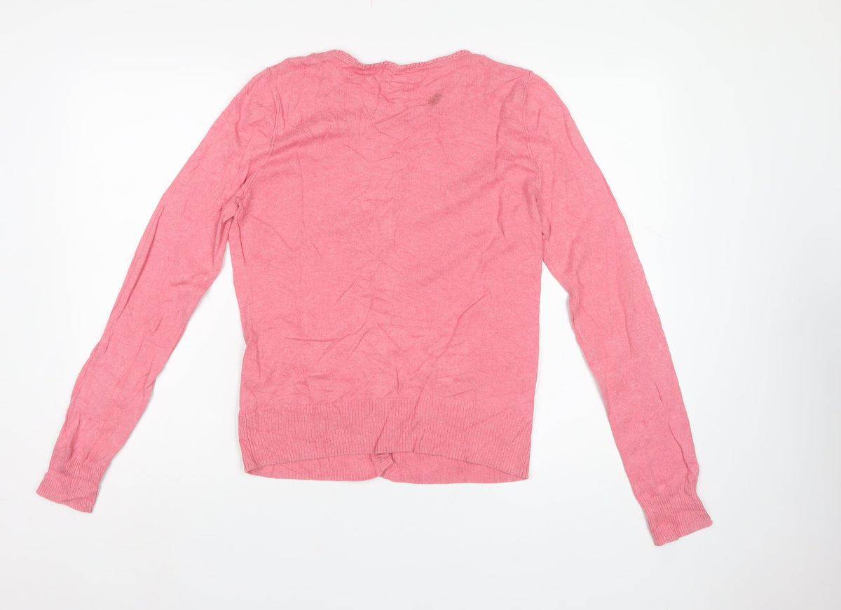 Mantaray Women’s Pink Size 14 Button Crochet Pocket Cardigan