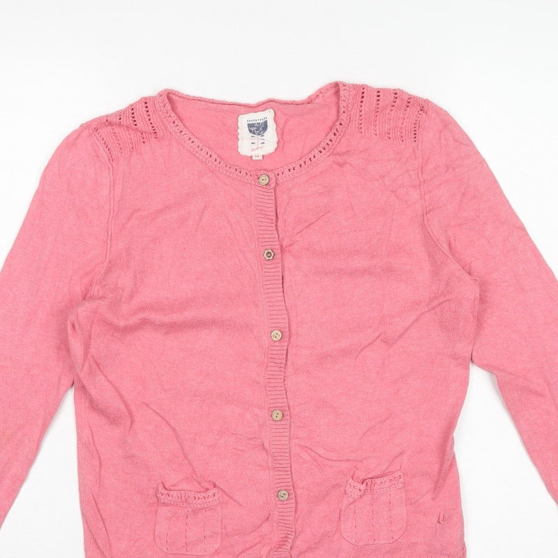 Mantaray Women’s Pink Size 14 Button Crochet Pocket Cardigan