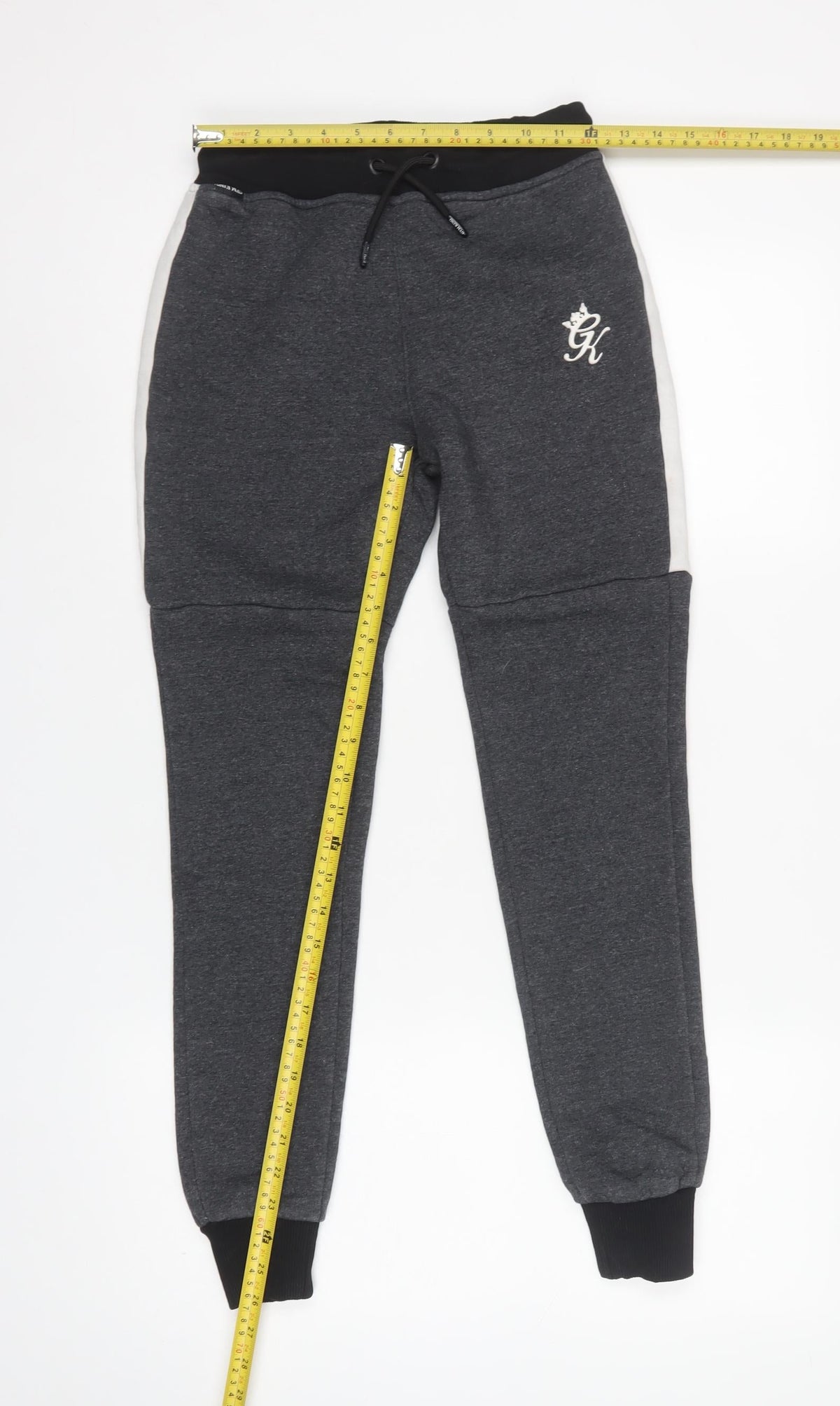 Gym King Women’s Grey Logo Stripe Joggers Size 6 Cotton Blend