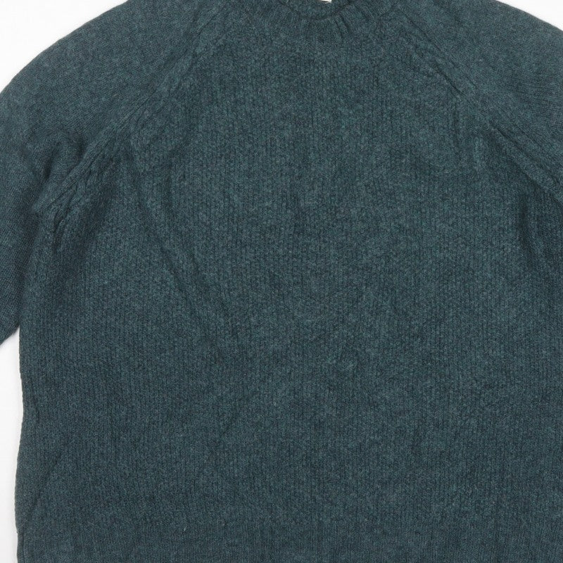 WoolOvers Women’s Green XL Lambswool Cable Knit Crew Neck Jumper
