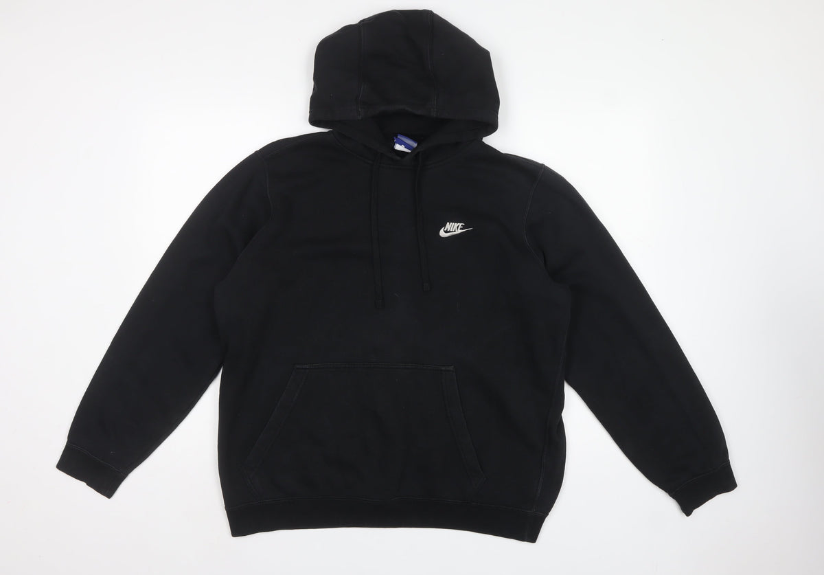 Nike Men’s Black L Pullover Hoodie Logo Pocket Fleece