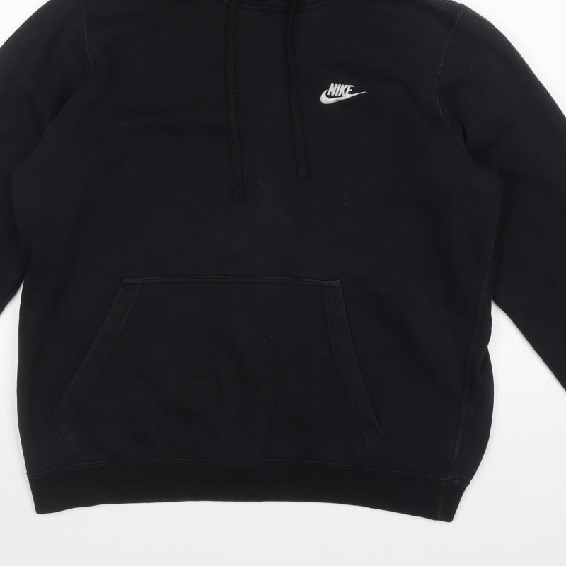 Nike Men’s Black L Pullover Hoodie Logo Pocket Fleece