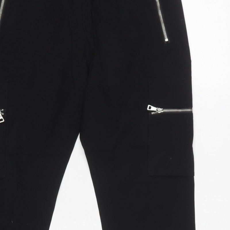 NVLTY Men's Black M Cargo Jogger Trousers Zip Pockets