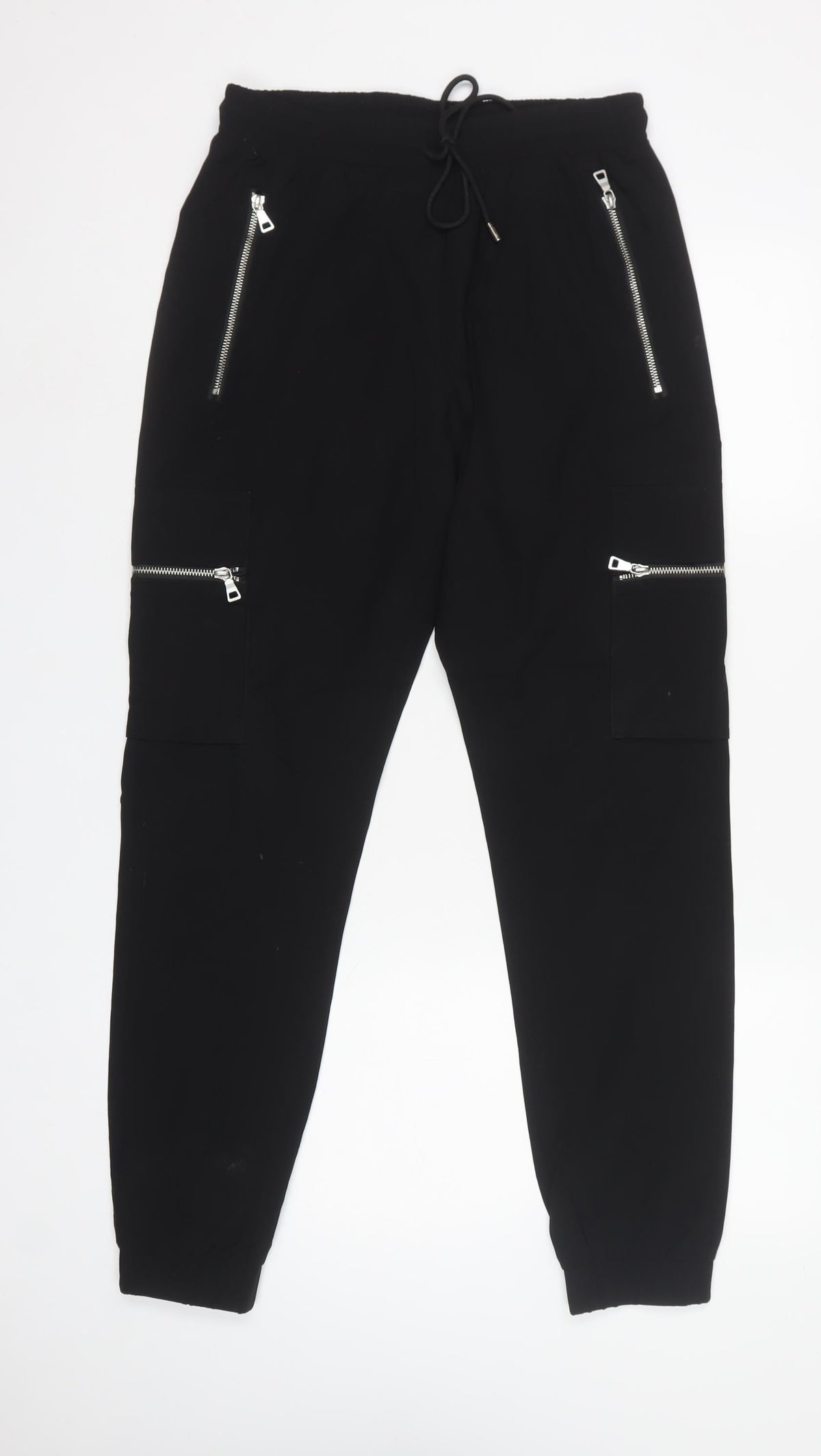 NVLTY Men's Black M Cargo Jogger Trousers Zip Pockets