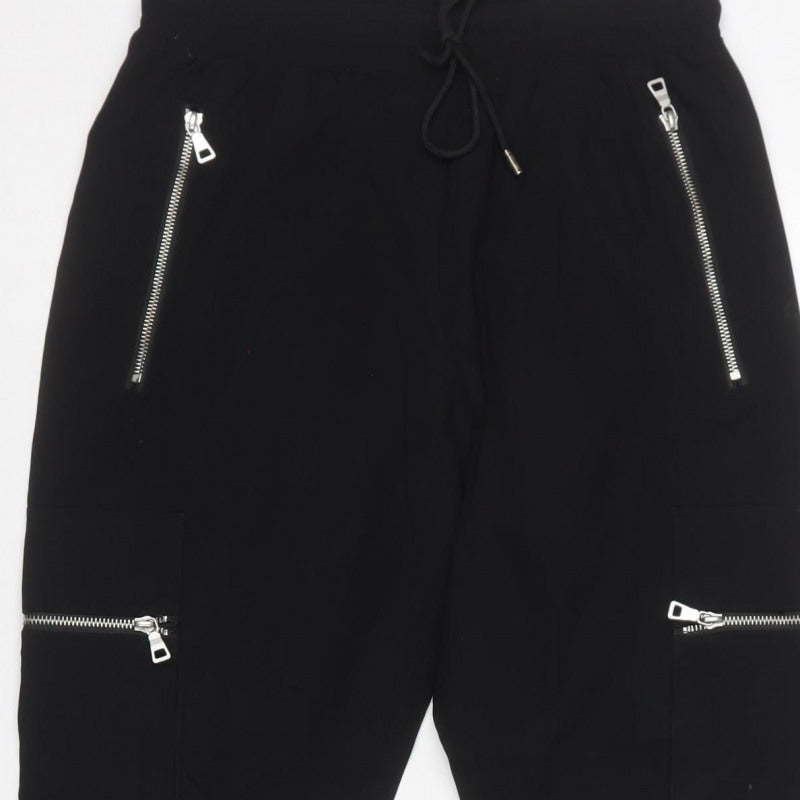 NVLTY Men's Black M Cargo Jogger Trousers Zip Pockets