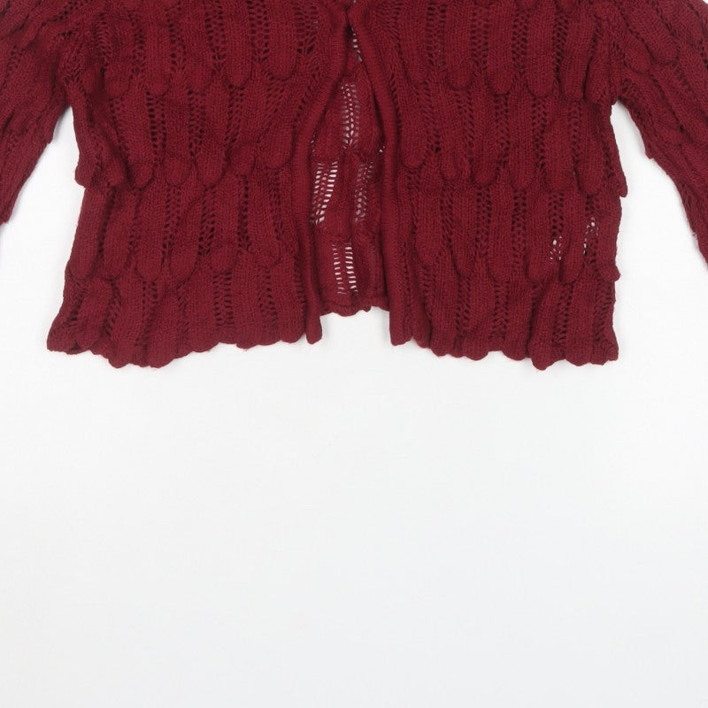 Per Una Women’s Red Size 12 Cable Knit V-Neck Open Cardigan