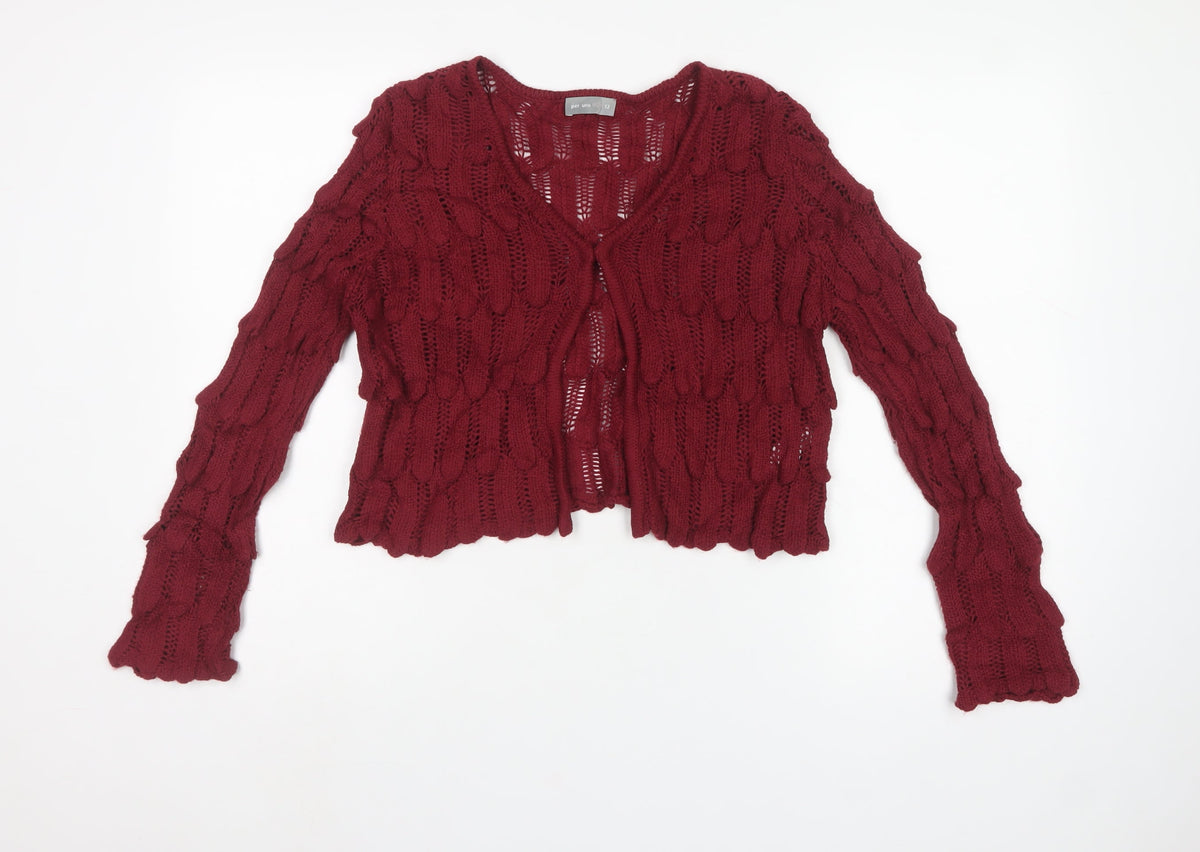 Per Una Women’s Red Size 12 Cable Knit V-Neck Open Cardigan