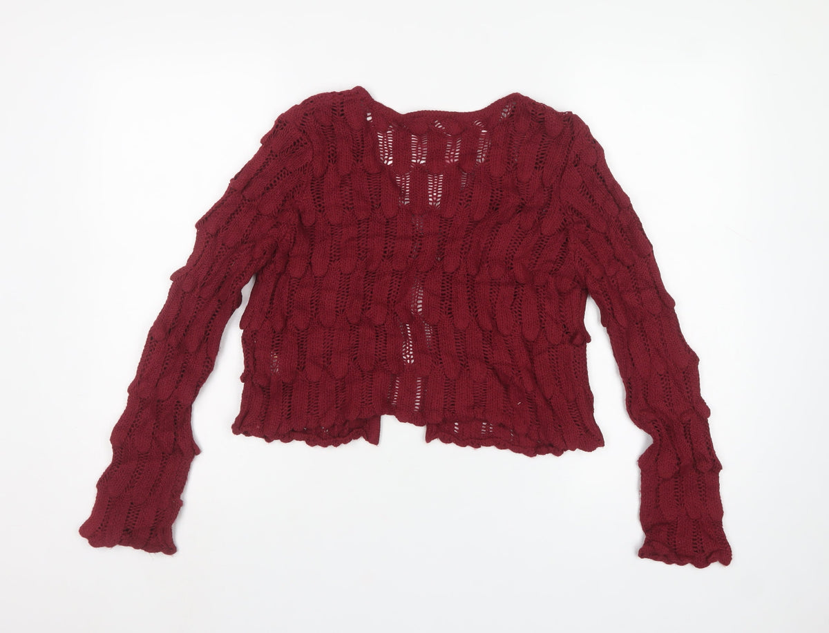 Per Una Women’s Red Size 12 Cable Knit V-Neck Open Cardigan