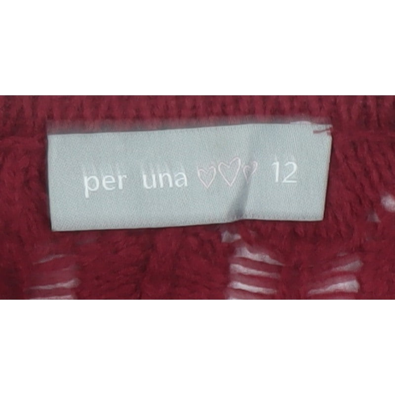 Per Una Women’s Red Size 12 Cable Knit V-Neck Open Cardigan