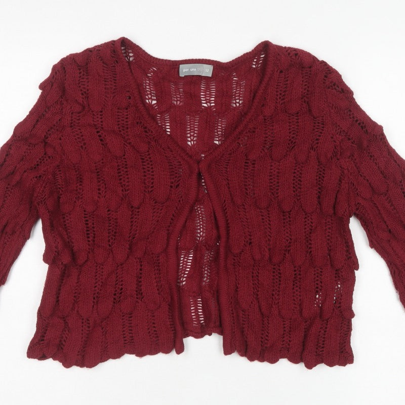 Per Una Women’s Red Size 12 Cable Knit V-Neck Open Cardigan