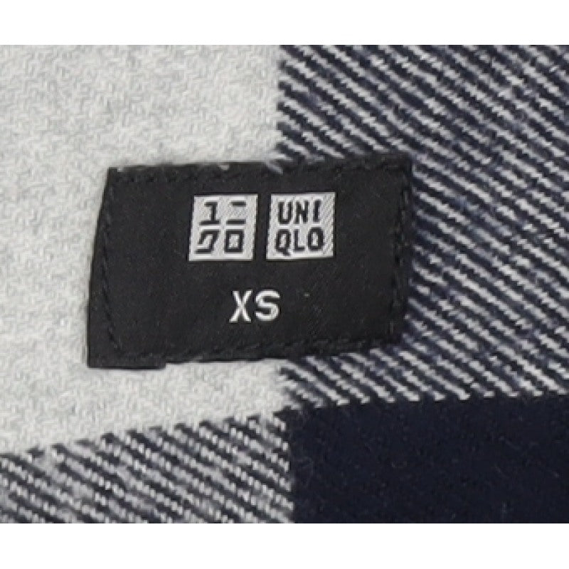 Uniqlo Men’s Blue Grey Check Cotton Flannel Button-Up Shirt XS