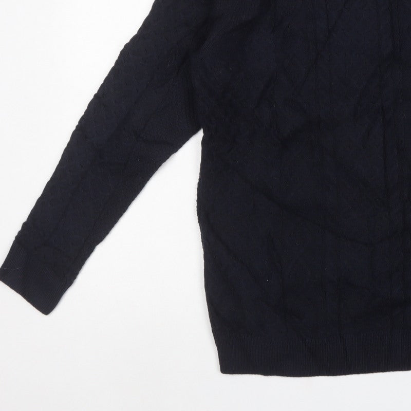 M&S Women Navy S Cable-Knit Roll Neck Long Sleeve Jumper