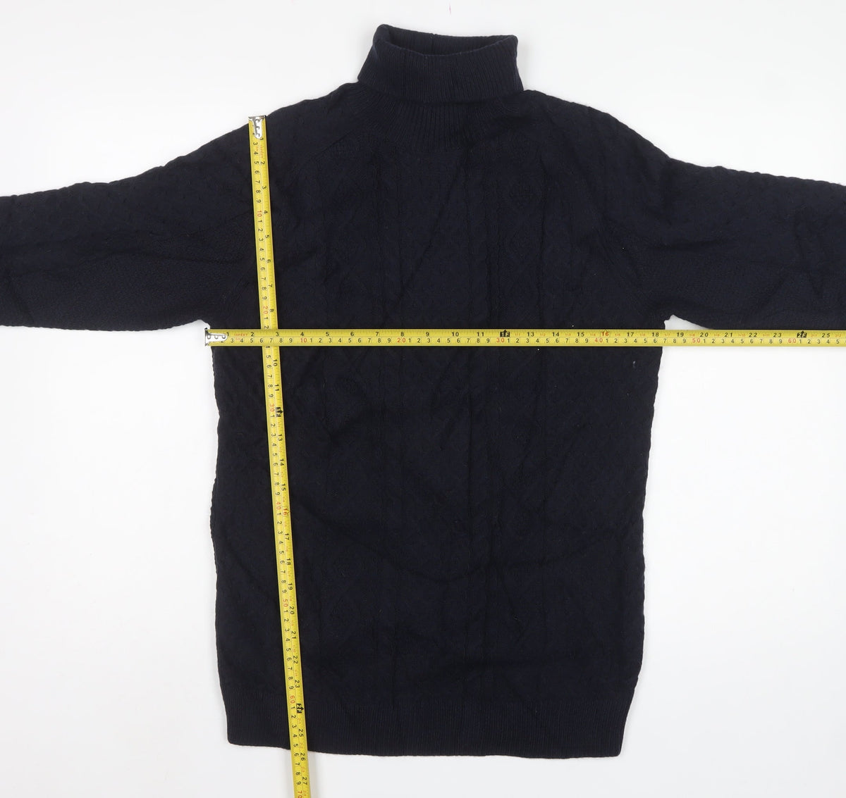 M&S Women Navy S Cable-Knit Roll Neck Long Sleeve Jumper