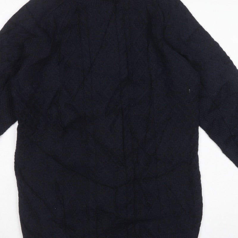 M&S Women Navy S Cable-Knit Roll Neck Long Sleeve Jumper