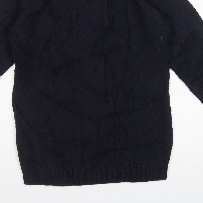 M&S Women Navy S Cable-Knit Roll Neck Long Sleeve Jumper