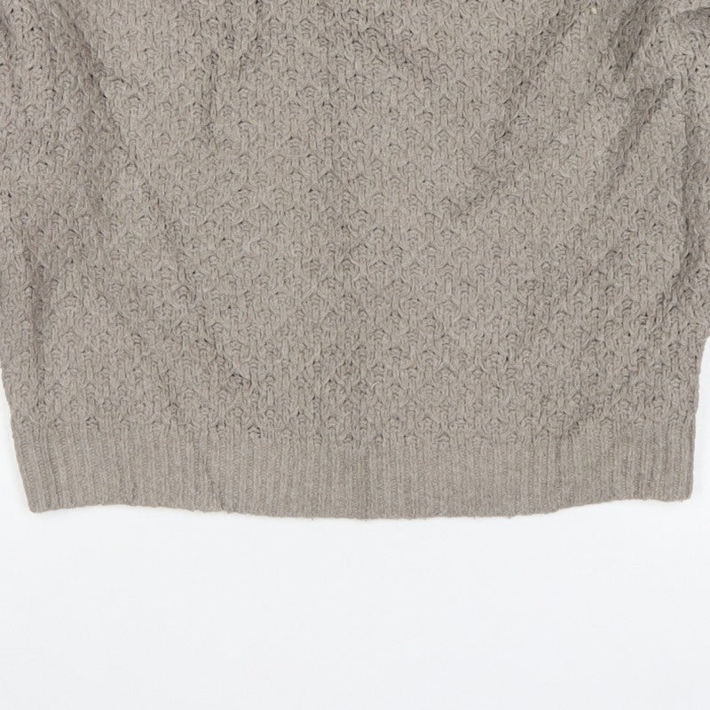 Hollister Women Beige M Textured Knit Crew Neck Pullover Jumper