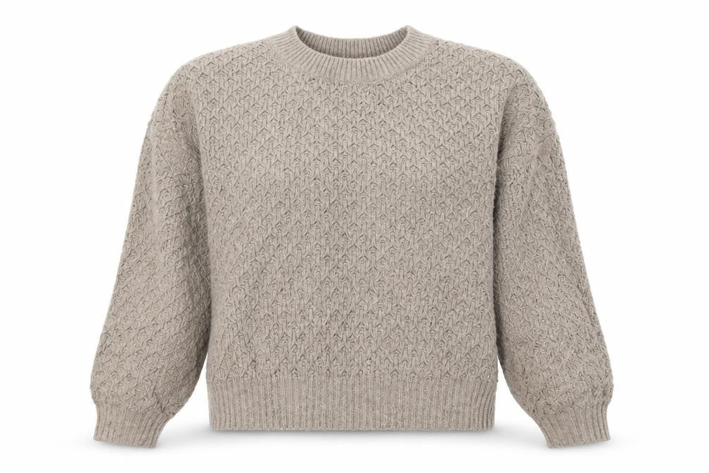 Hollister Women Beige M Textured Knit Crew Neck Pullover Jumper