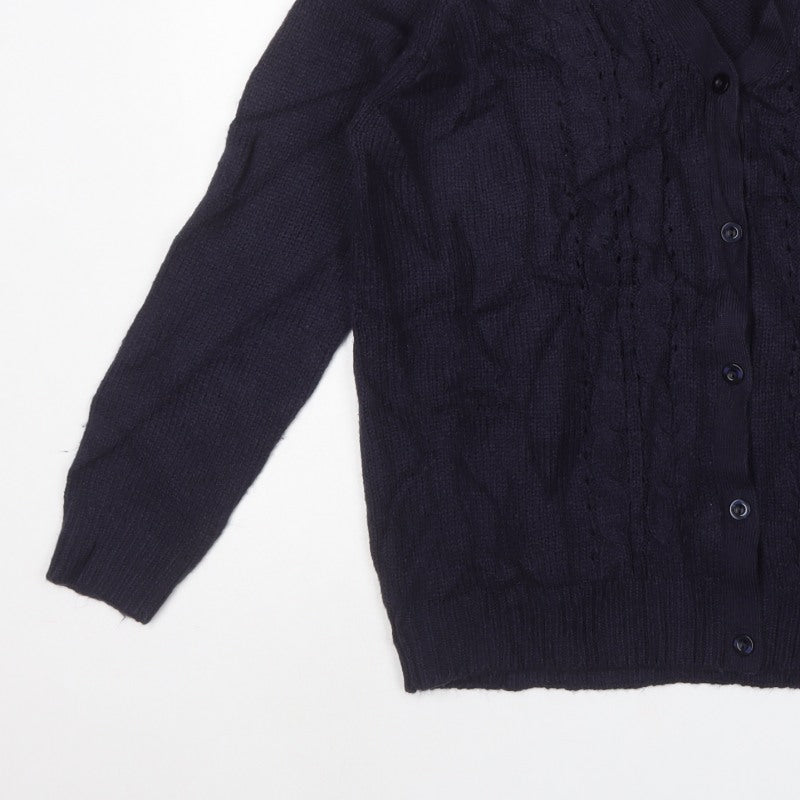 Isle Women’s Blue Size 18 Cable-Knit V-Neck Button Cardigan