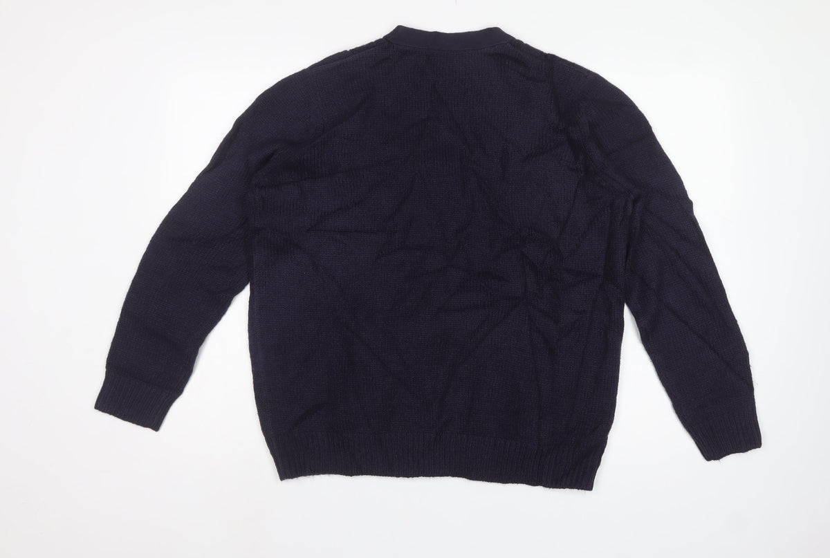 Isle Women’s Blue Size 18 Cable-Knit V-Neck Button Cardigan