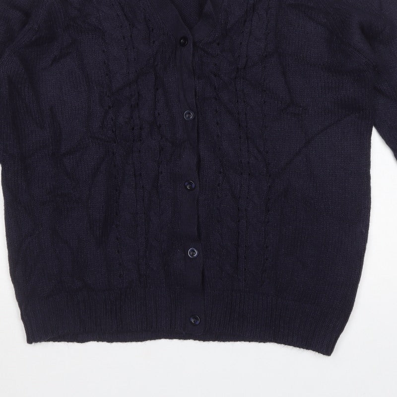 Isle Women’s Blue Size 18 Cable-Knit V-Neck Button Cardigan