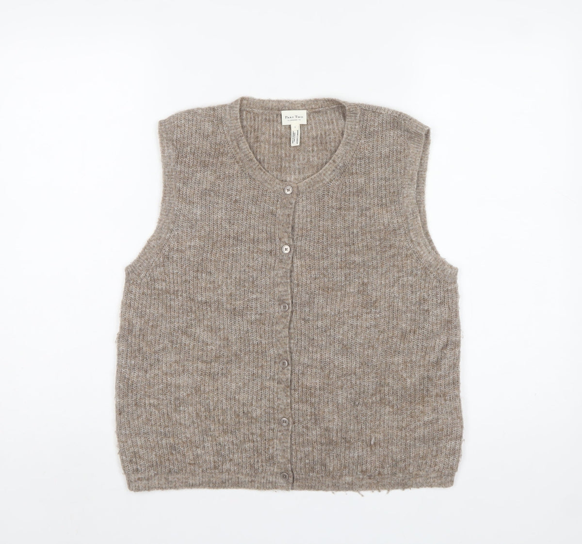 Part Two Women Beige UK 10 Mohair Blend Button Knit Vest