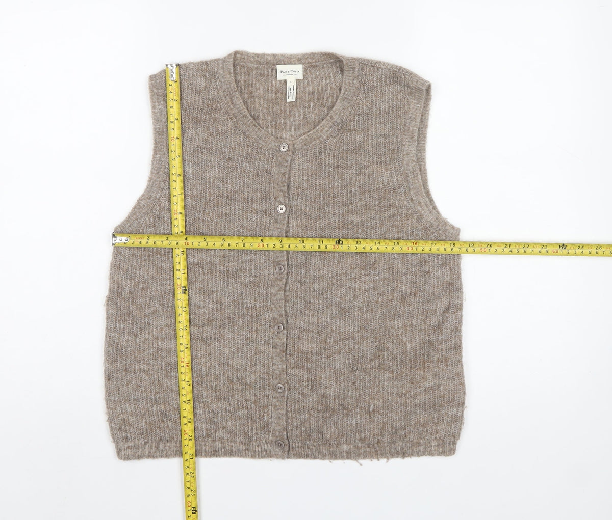 Part Two Women Beige UK 10 Mohair Blend Button Knit Vest