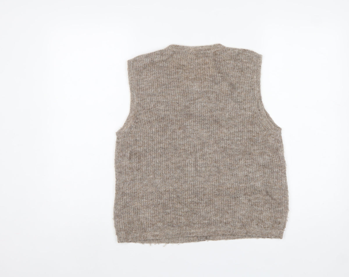 Part Two Women Beige UK 10 Mohair Blend Button Knit Vest