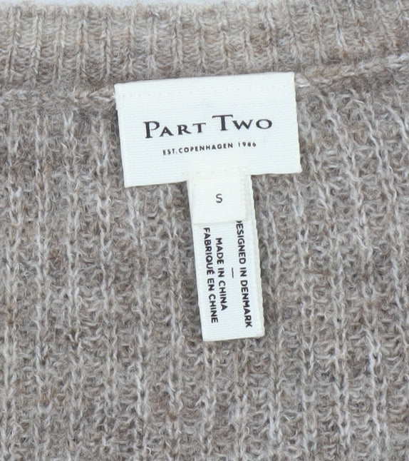 Part Two Women Beige UK 10 Mohair Blend Button Knit Vest