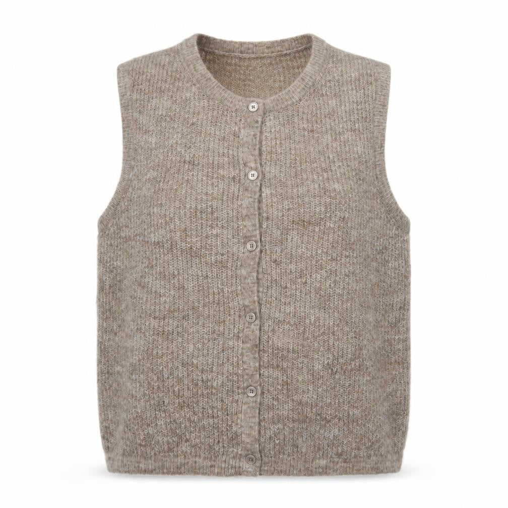 Part Two Women Beige UK 10 Mohair Blend Button Knit Vest