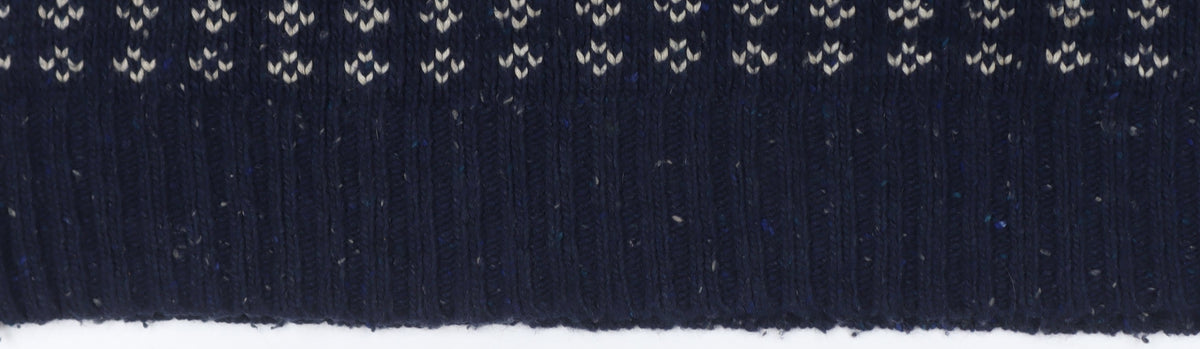 Fat Face Men's Blue L Fair Isle 1/4 Zip Wool Blend Jumper
